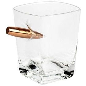 Caliber Gourmet Last Man Standing Whiskey Glass has a faux 50 cal bullet going through it.